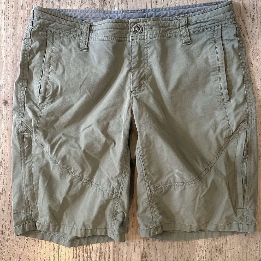 Kuhl Shorts Womens Size 8 Zip Snap Green Hiking Camping Outdoors Casual